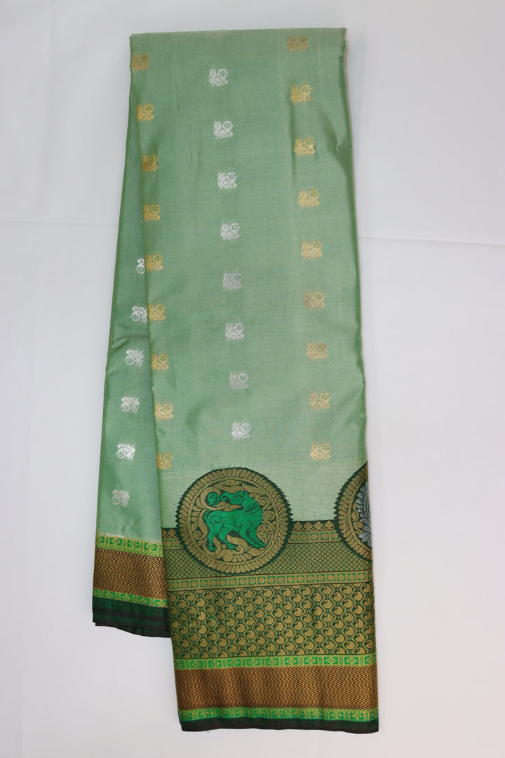 Trendy Pista Green Kanjipuram Saree