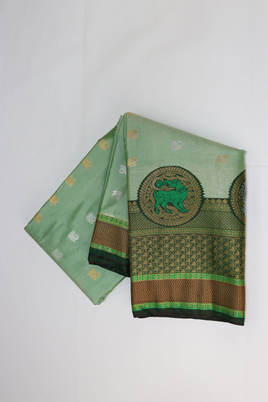 Trendy Pista Green Kanjipuram Saree