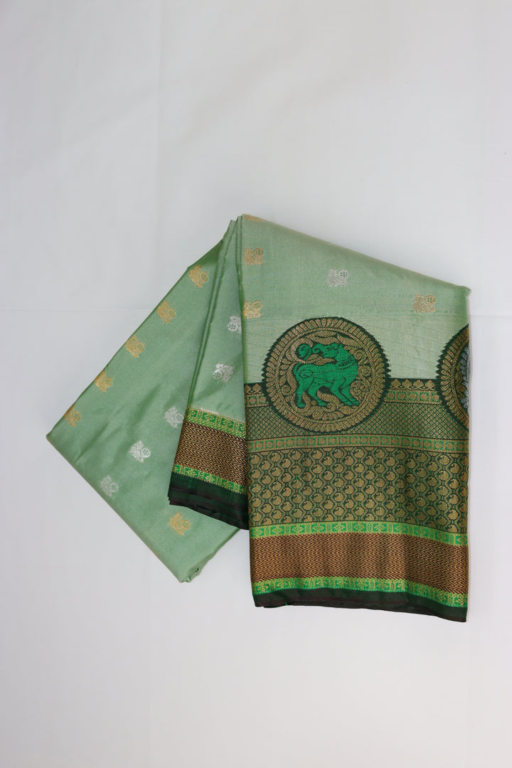 Trendy Pista Green Kanjipuram Saree