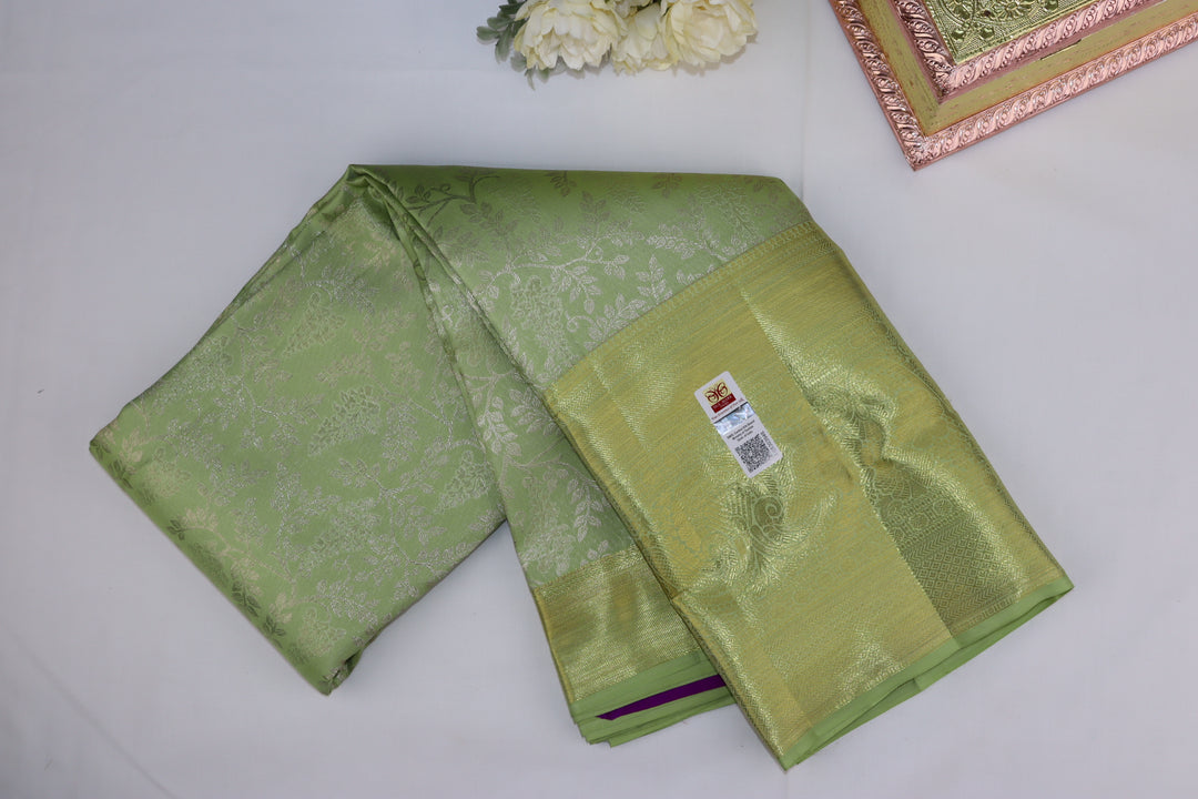 Stunning Leaf Green Pure  Kanjipuram Saree