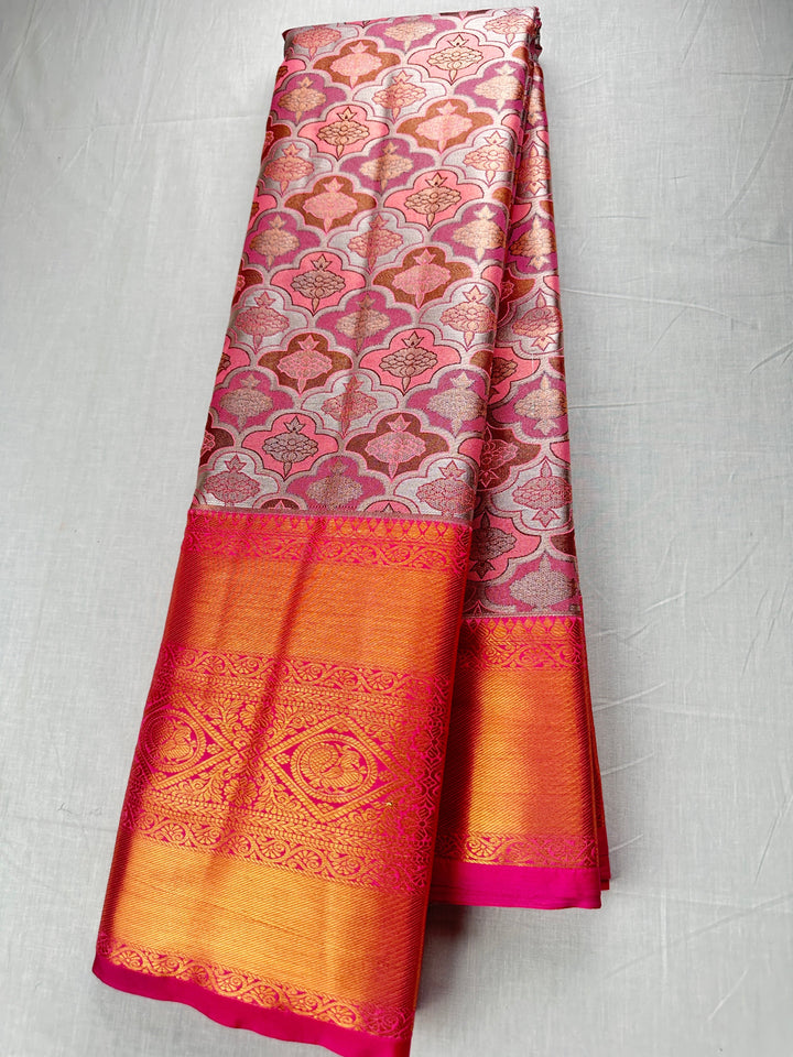 Exotic Pink Kanjipuram Silk Saree