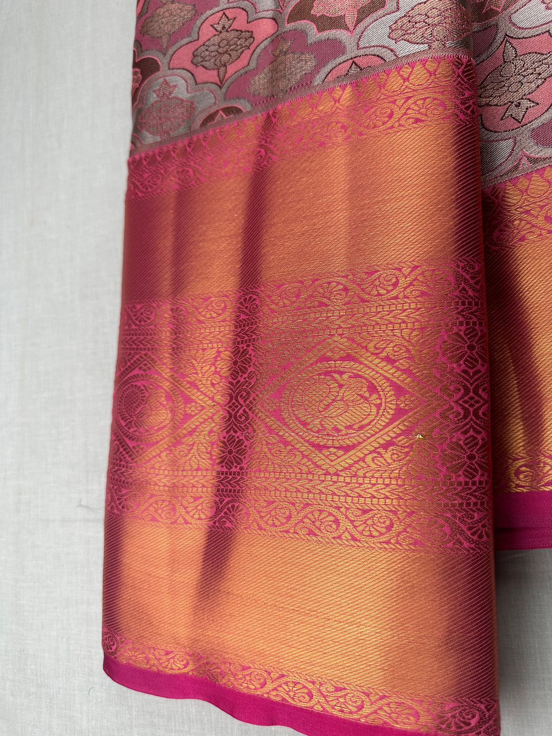 Exotic Pink Kanjipuram Silk Saree