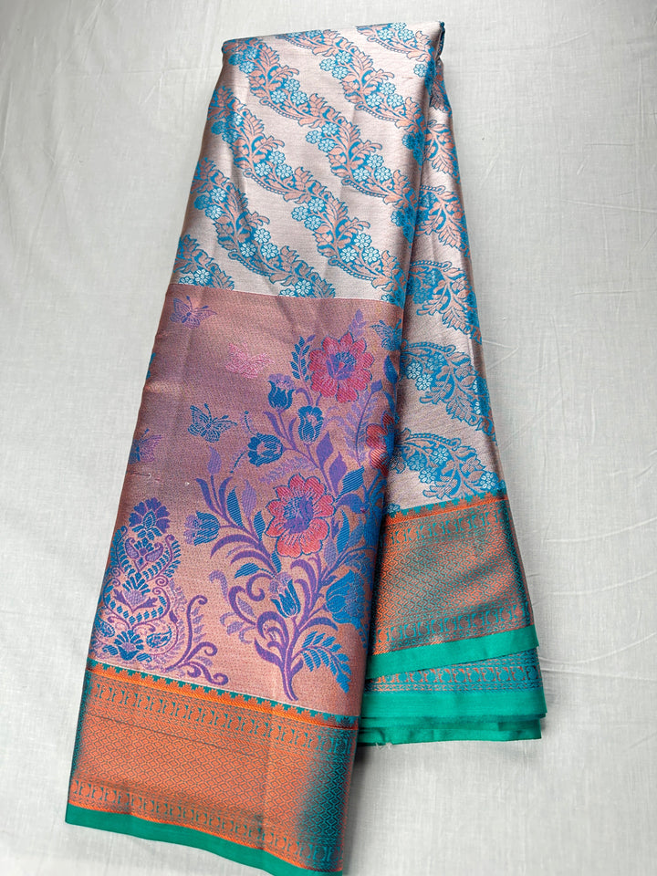 Graceful Sky Blue Kanjipuram Silk Saree