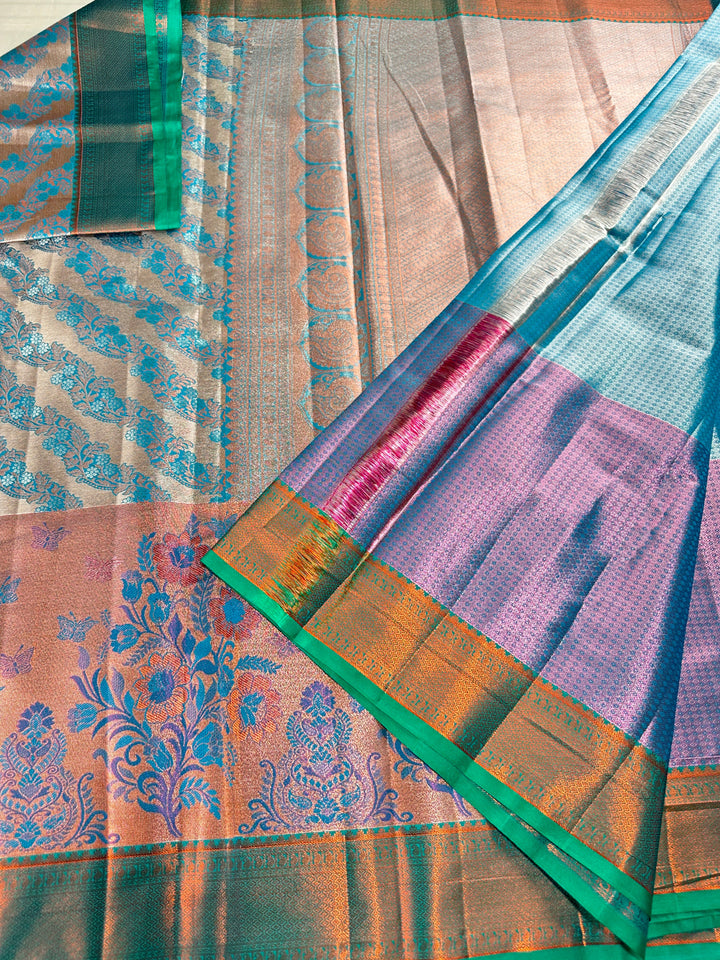 Graceful Sky Blue Kanjipuram Silk Saree