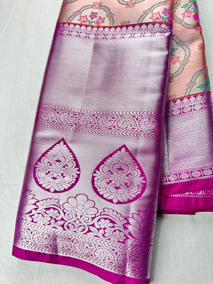 Exotic Baby Pink Kanjipuram Saree