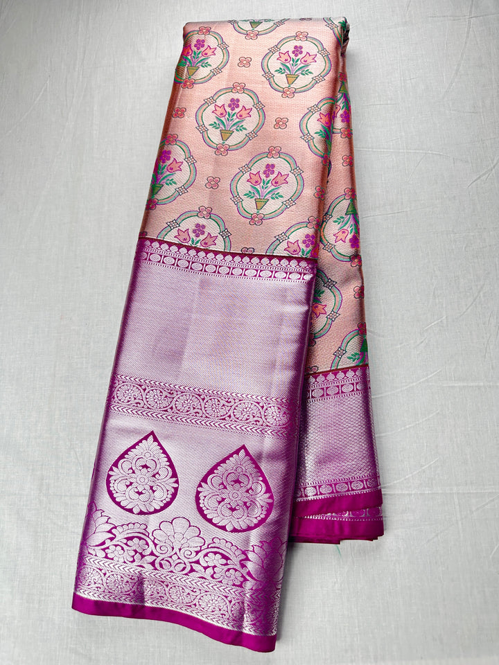 Exotic Baby Pink Kanjipuram Saree