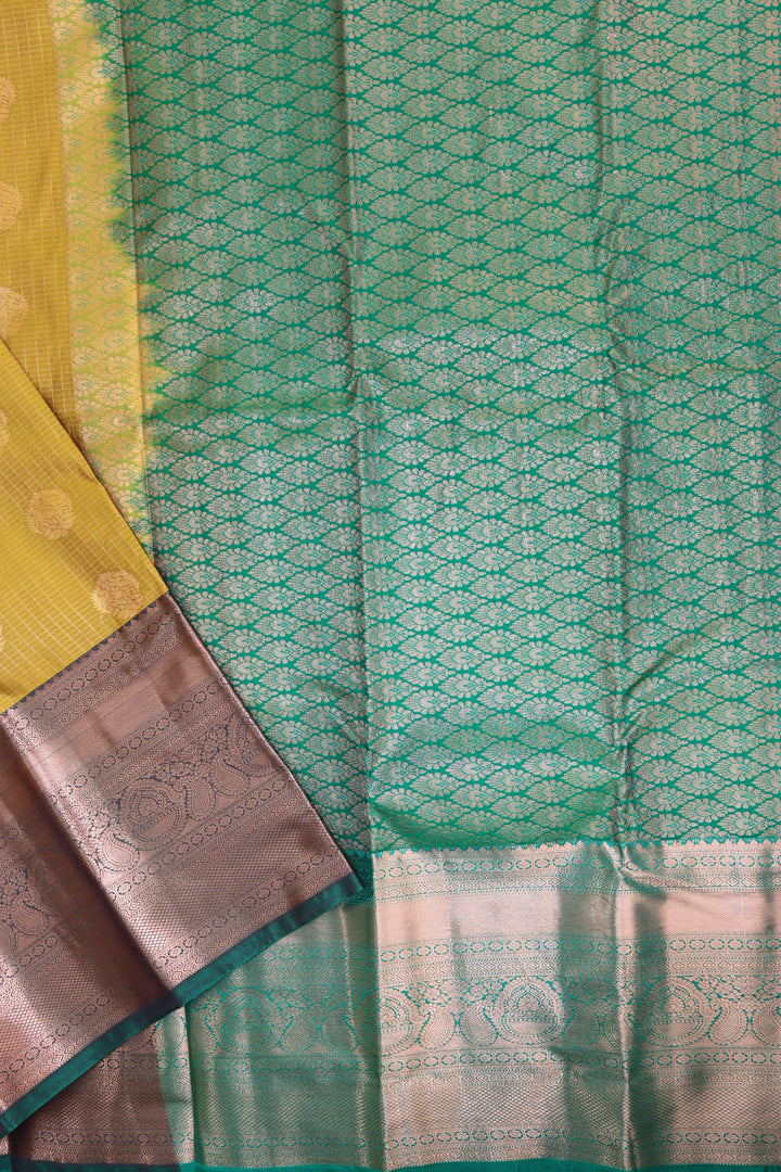 Trendy Mustard yellow Kanjipuram Saree