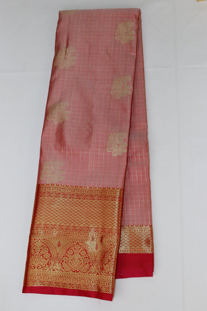 Stunning Peach Kanjipuram Saree