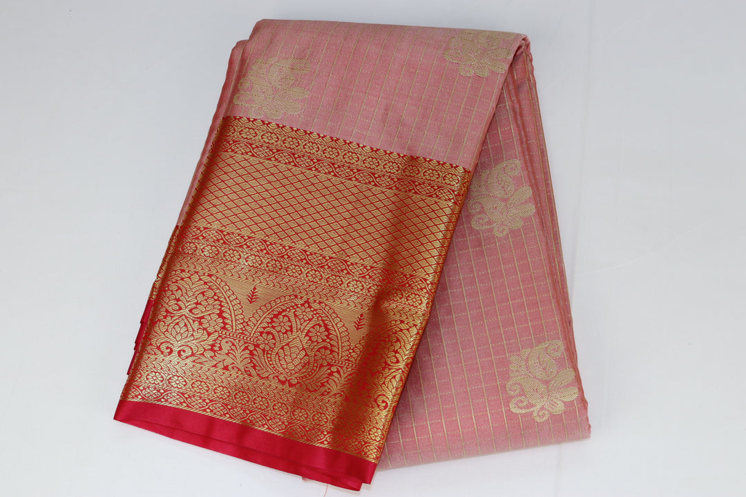 Stunning Peach Kanjipuram Saree