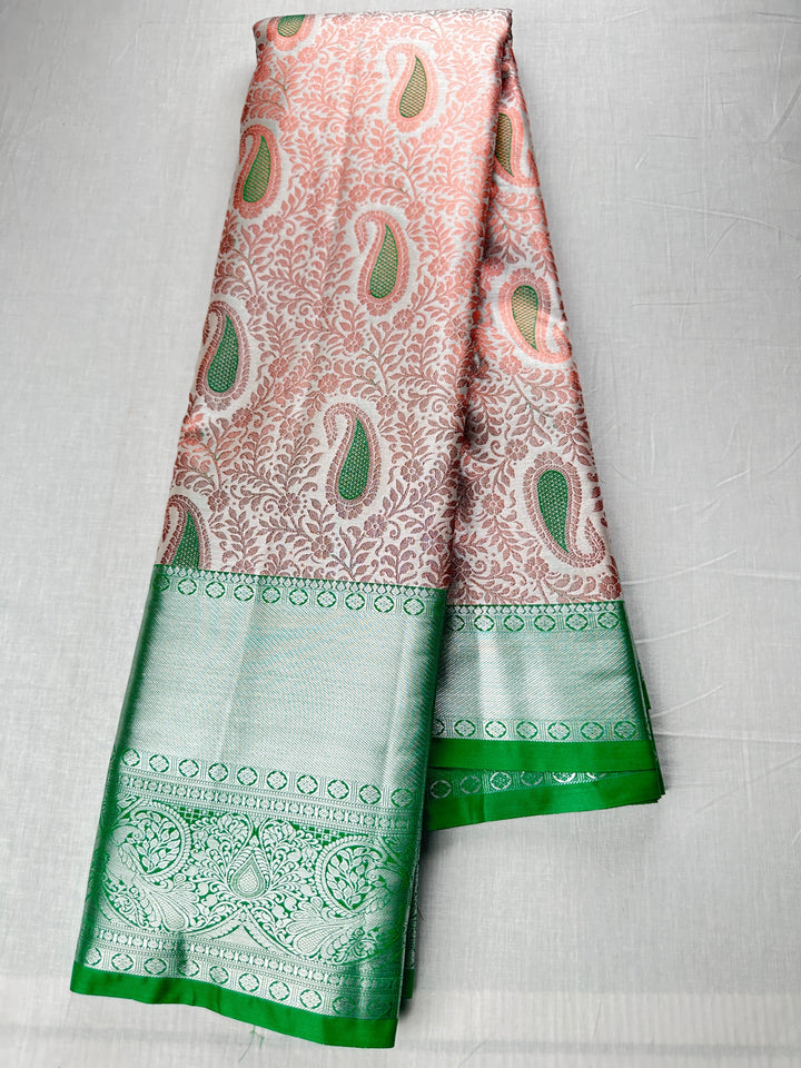 Rich Green with Copper Kanjipuram Silk Saree