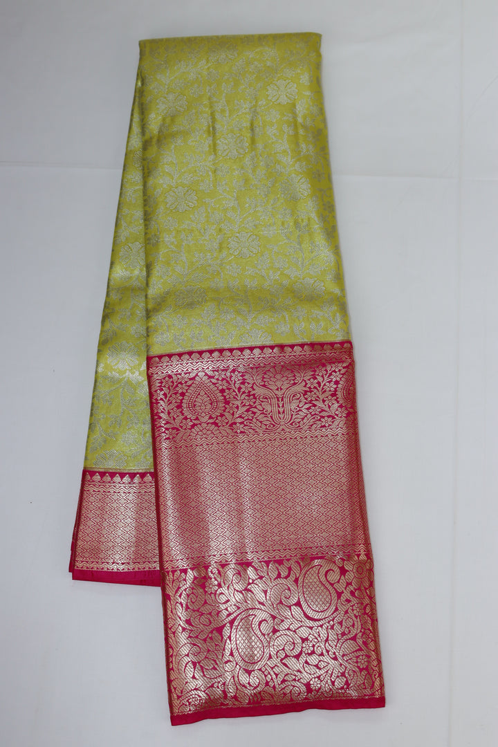 Divine Lemon Yellow Kanjipuram Saree