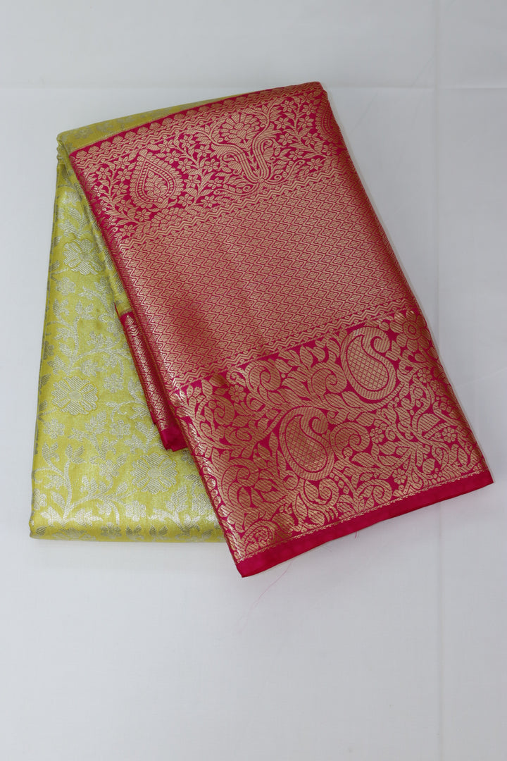 Divine Lemon Yellow Kanjipuram Saree