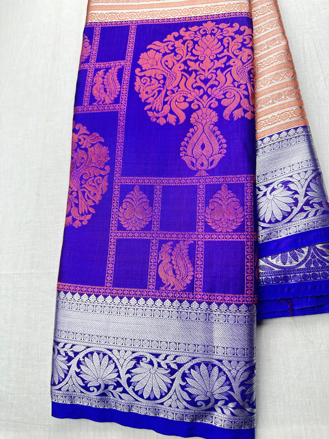 Classy Copper with Blue Kanjipuram Silk Saree