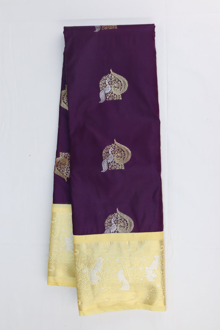 Traditional Dark Lavender Kanjipuram Saree