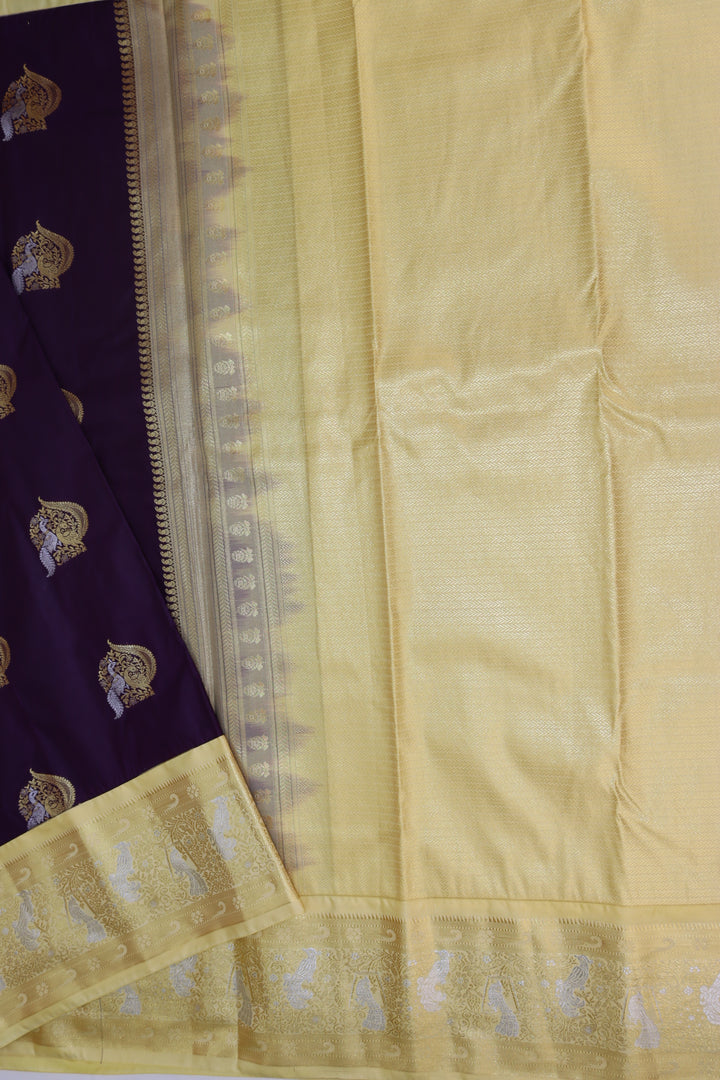 Traditional Dark Lavender Kanjipuram Saree