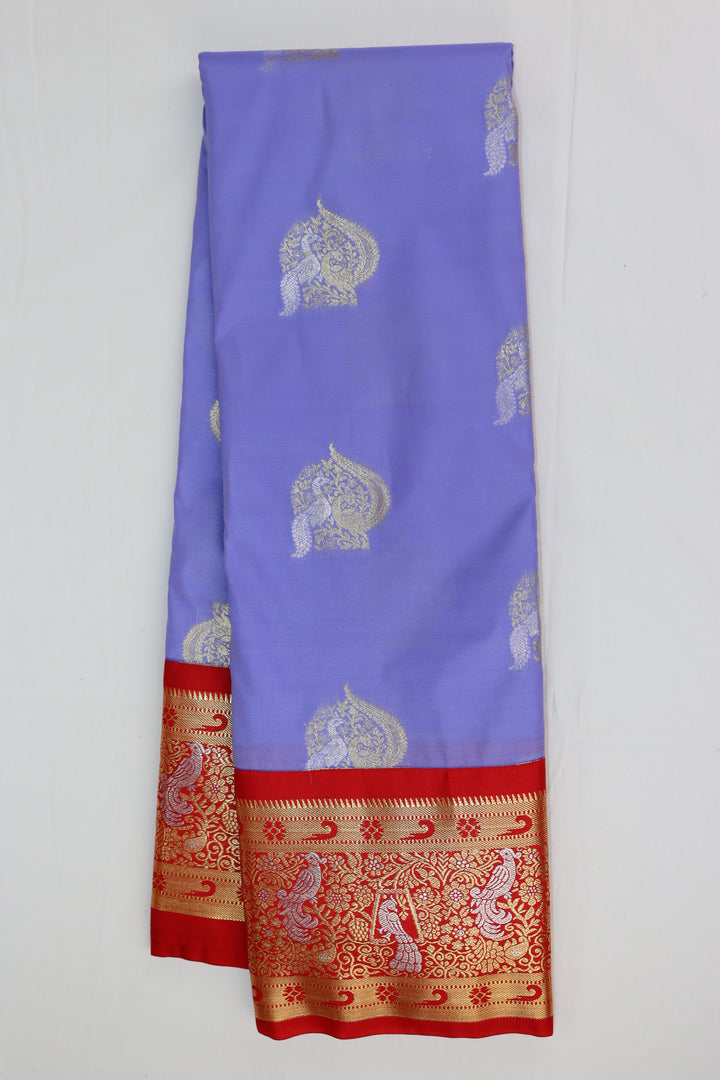 Traditional Floral Violet Kanjipuram Saree