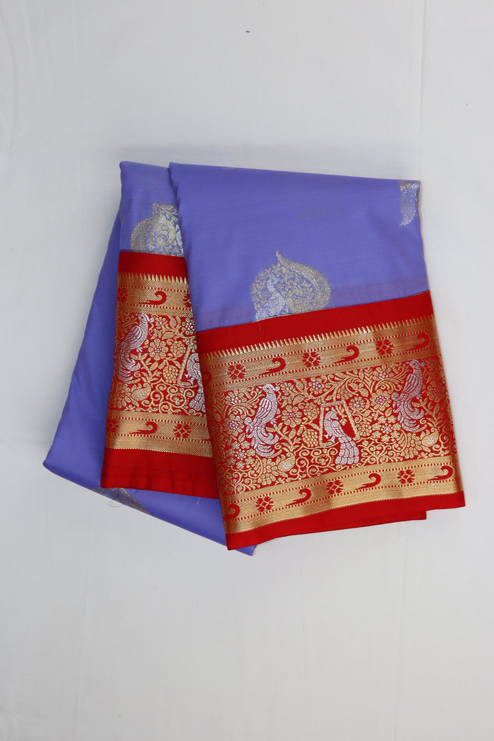 Traditional Floral Violet Kanjipuram Saree