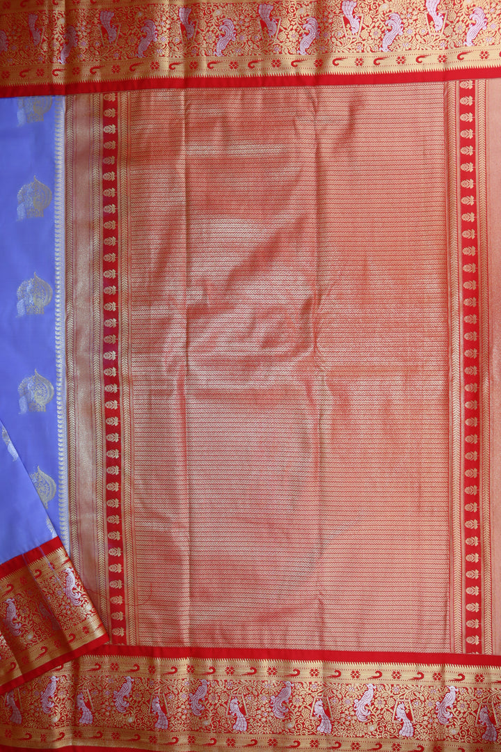 Traditional Floral Violet Kanjipuram Saree