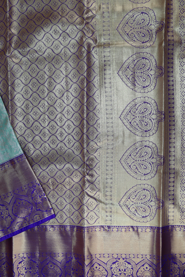 Classic Light Blue Kanjipuram Saree