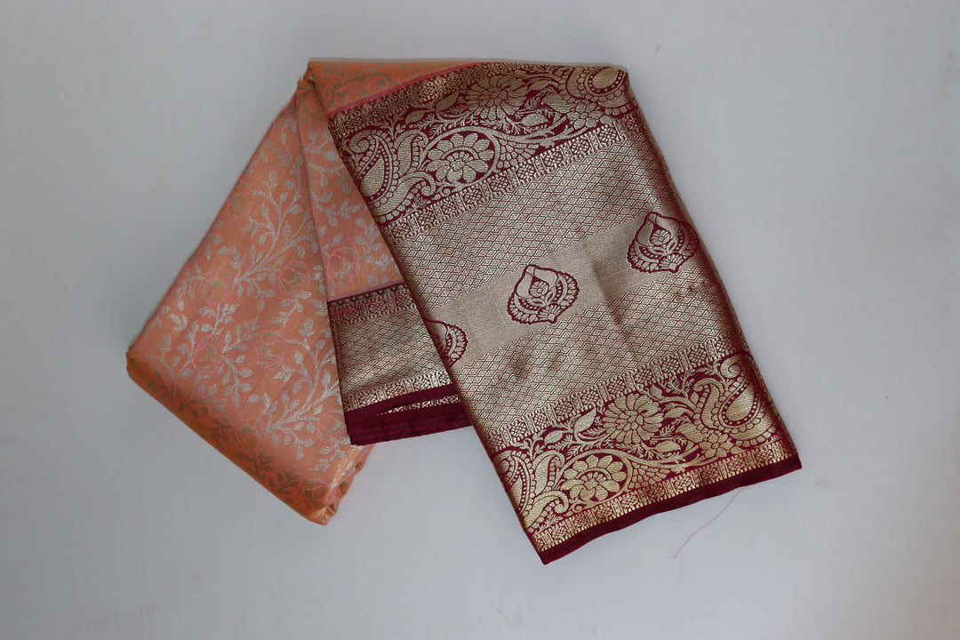 Classic Baby Pink Kanjipuram Saree