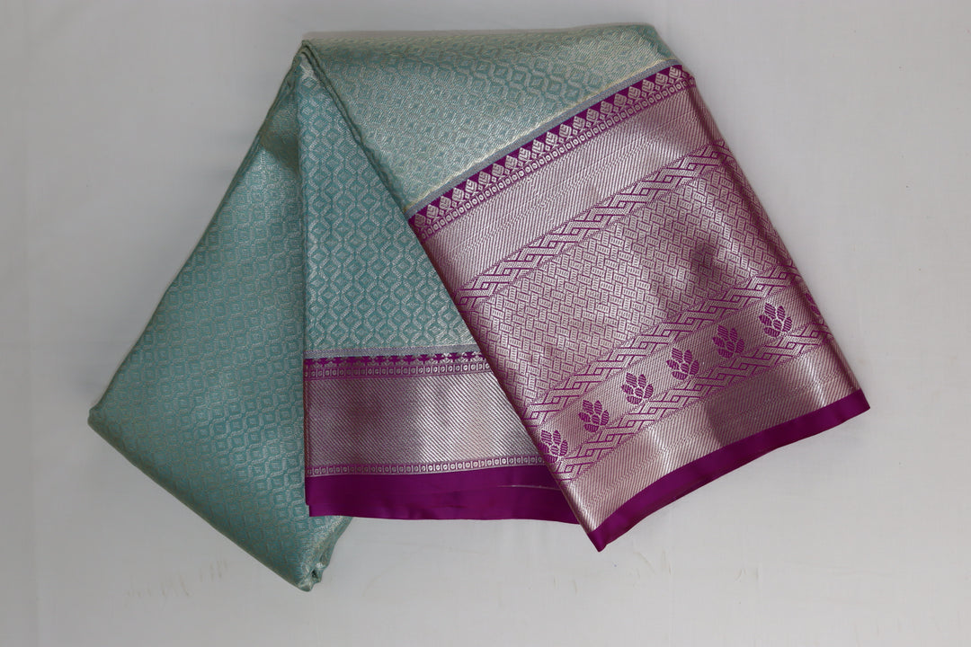 Stunning Pastel Blue Kanjipuram Saree