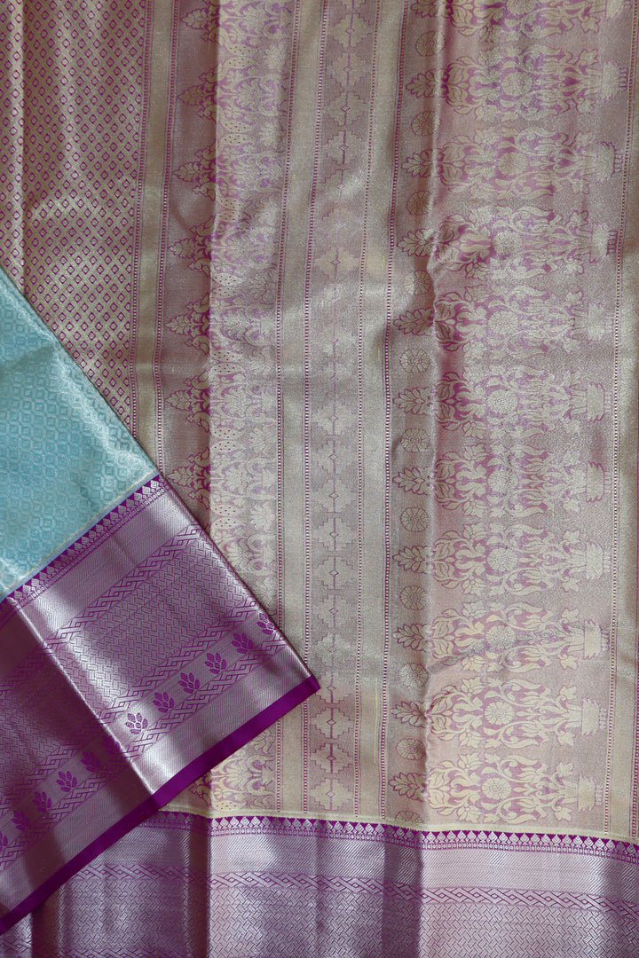 Stunning Pastel Blue Kanjipuram Saree