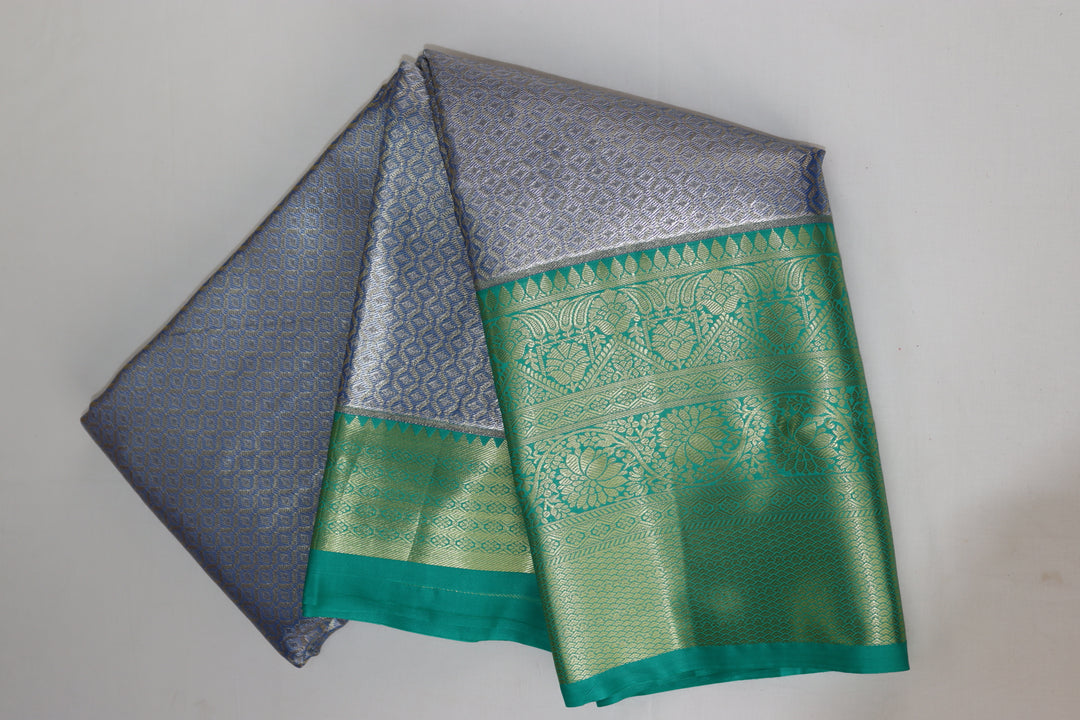 Stunning Pastel Blue Kanjipuram Saree