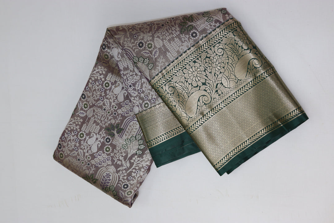 Vibrant Brown Kanjipuram Saree