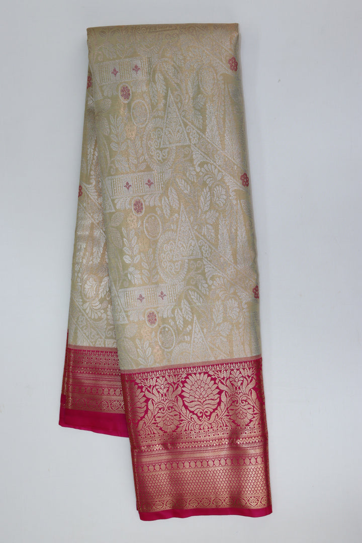 Traditional Cream Kanjipuram Saree