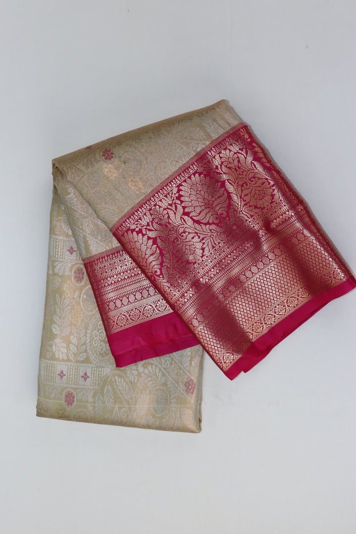 Traditional Cream Kanjipuram Saree