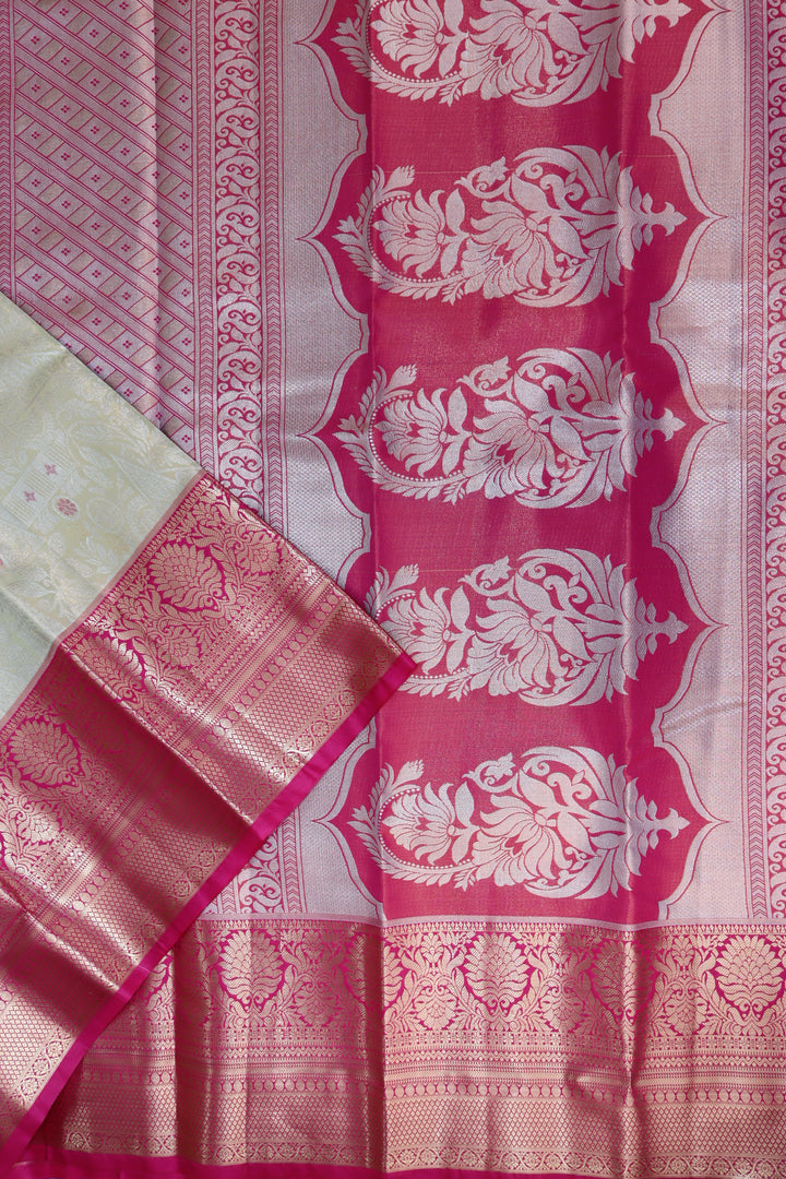 Traditional Cream Kanjipuram Saree