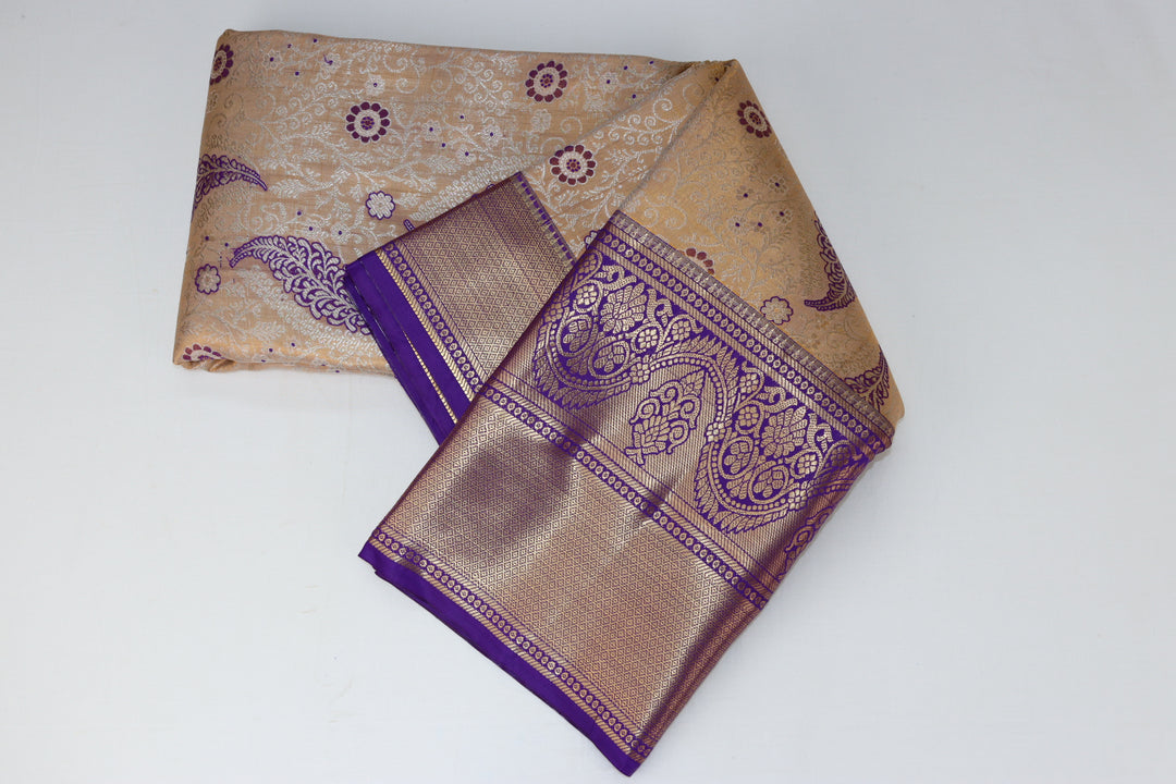 Traditional Cream Kanjipuram Saree