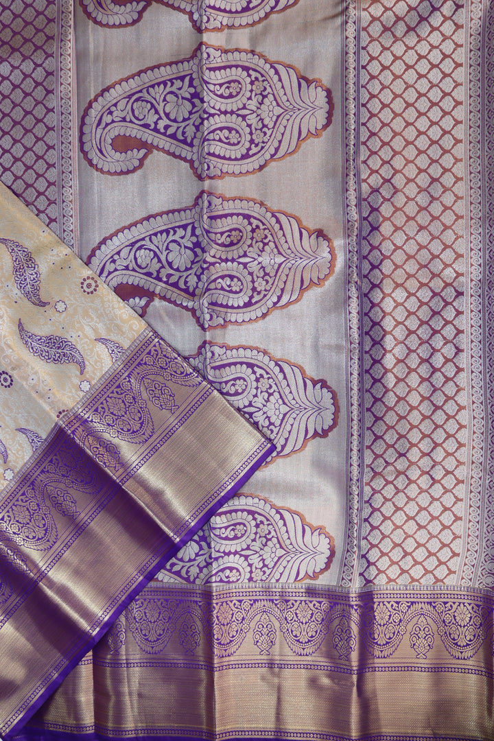 Traditional Cream Kanjipuram Saree