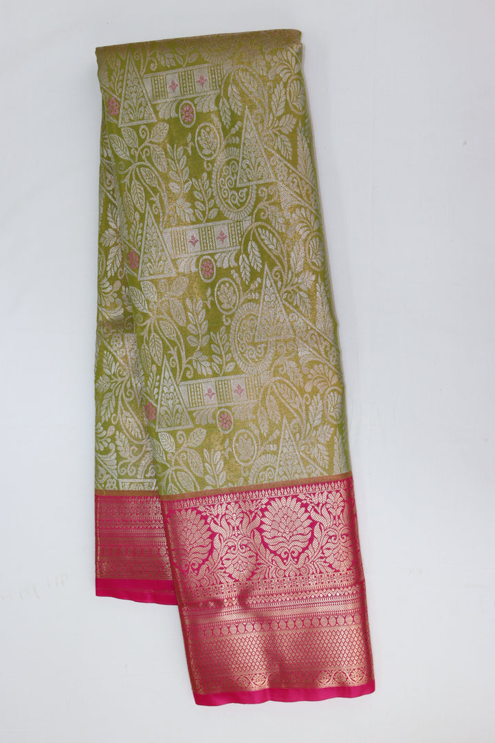 Vibrant Olive Kanjipuram Saree