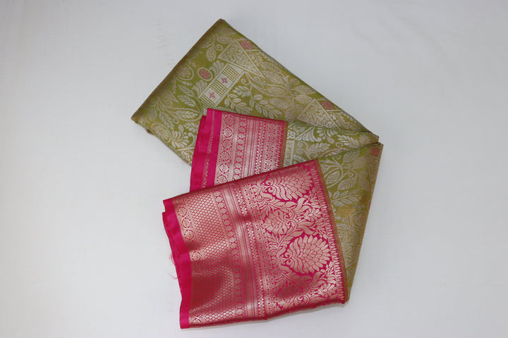 Vibrant Olive Kanjipuram Saree