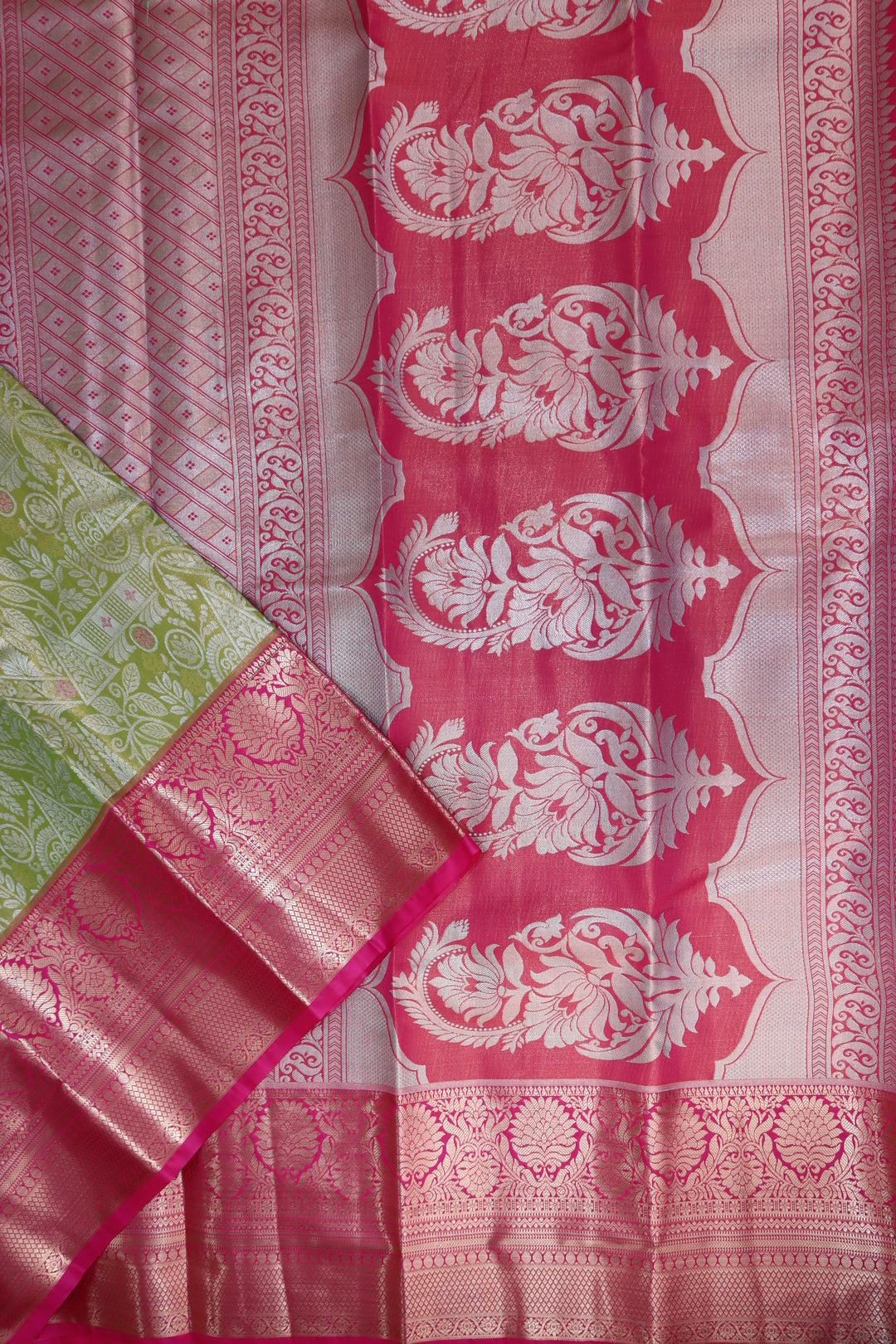 Vibrant Olive Kanjipuram Saree