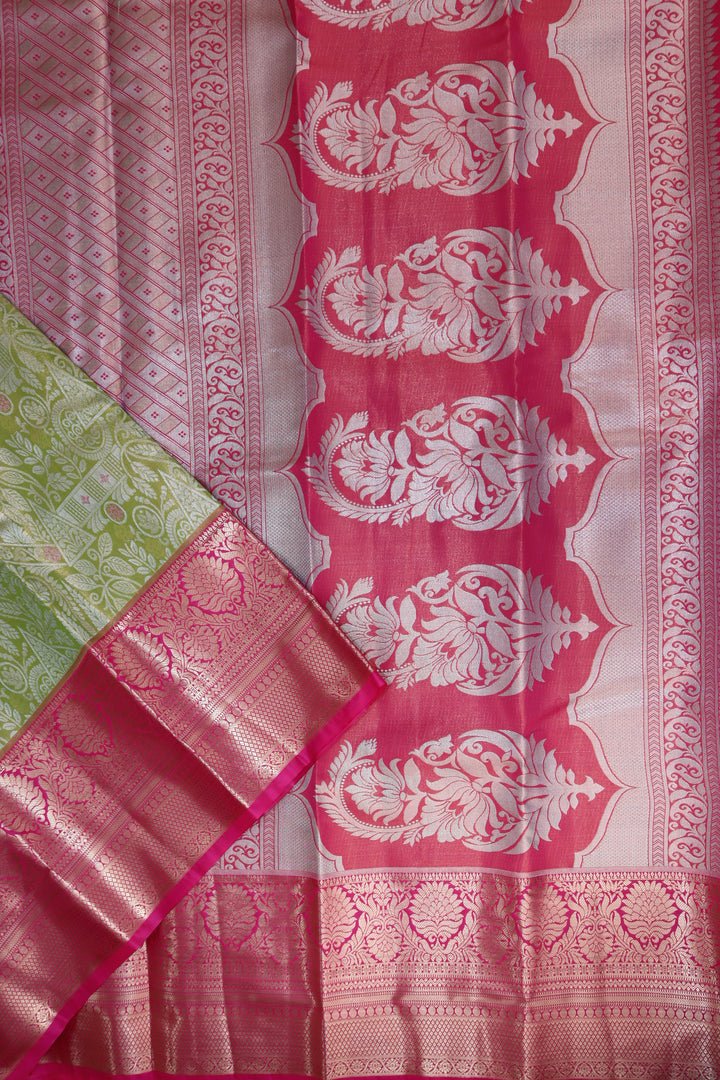 Vibrant Olive Kanjipuram Saree