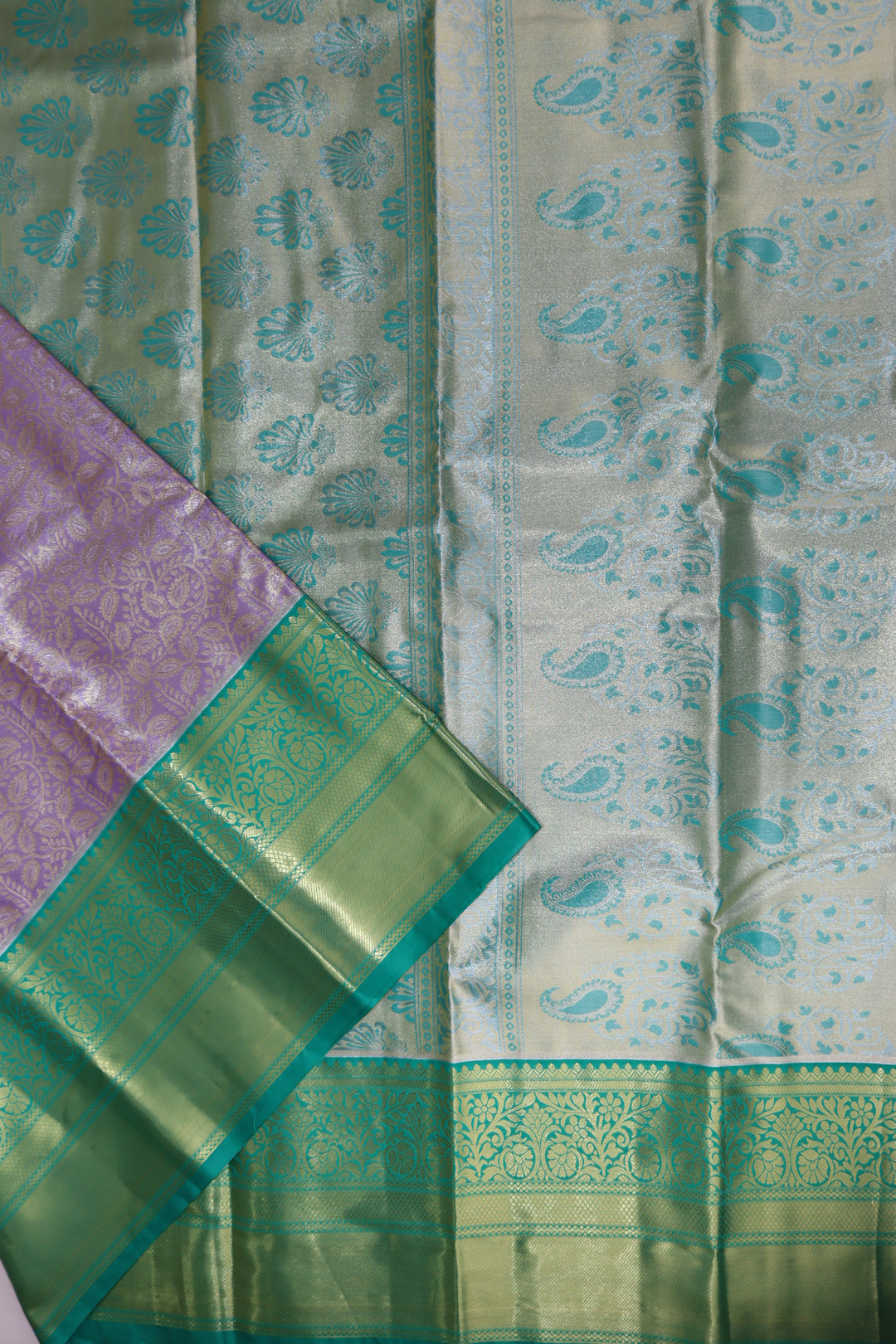 Stunning Pastel Lavender Kanjipuram Saree