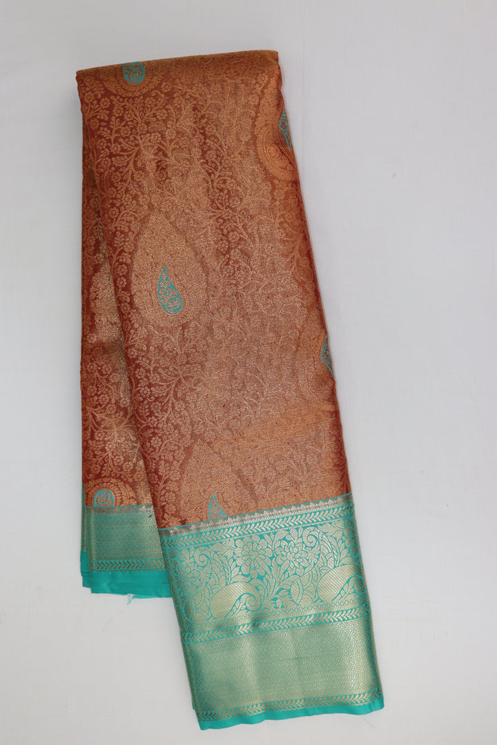 Classic Deep Orange Kanjipuram Saree