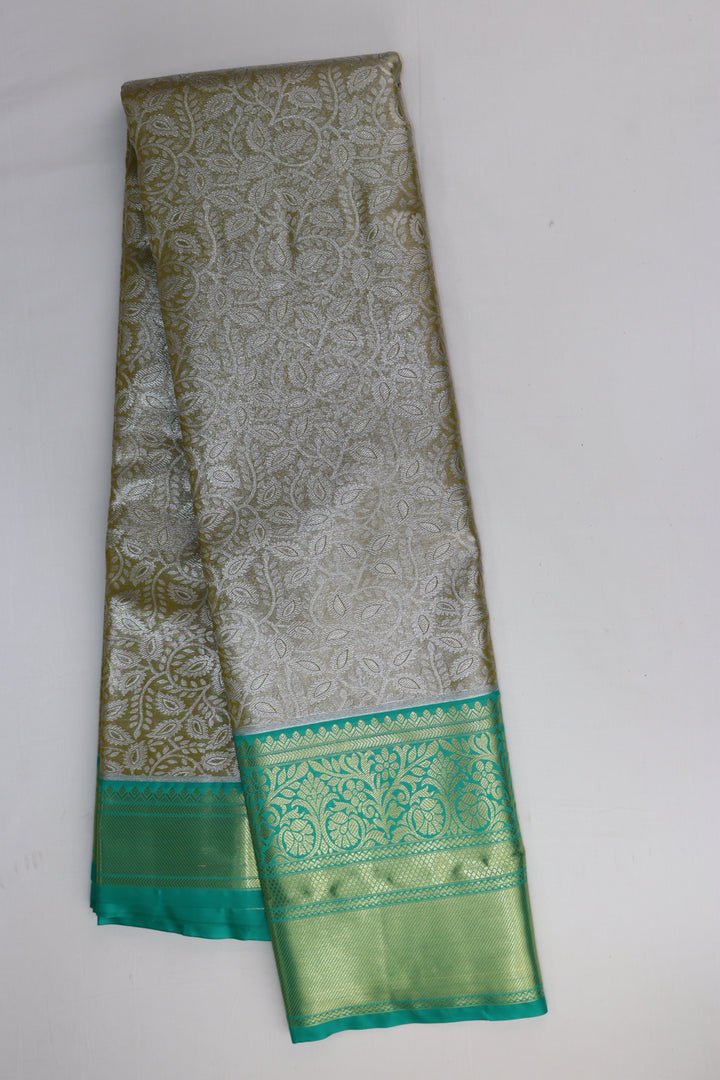 Stunning Pastel Olive Kanjipuram Saree