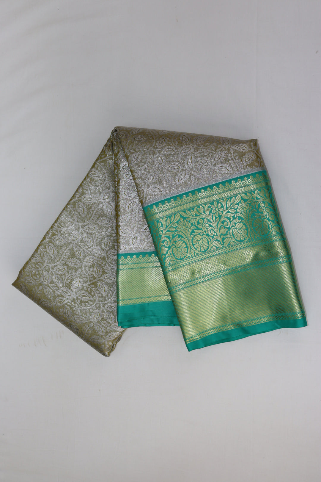 Stunning Pastel Olive Kanjipuram Saree