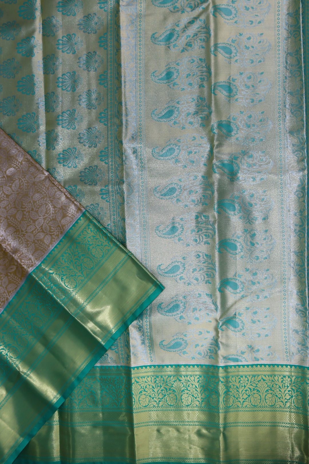 Stunning Pastel Olive Kanjipuram Saree