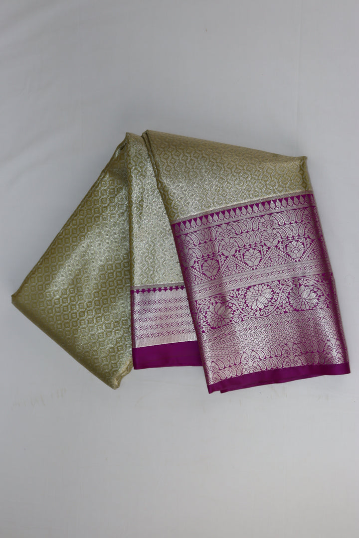 Traditional Pastel Cream Kanjipuram Saree