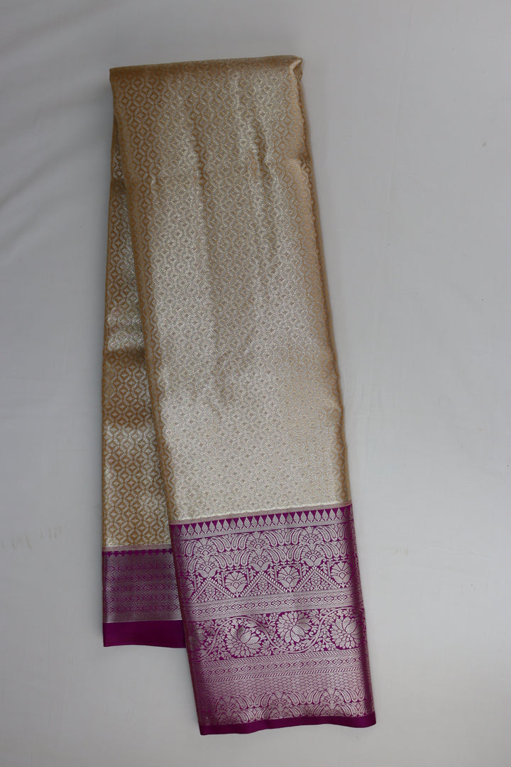 Traditional Pastel Cream  Kanjipuram Saree