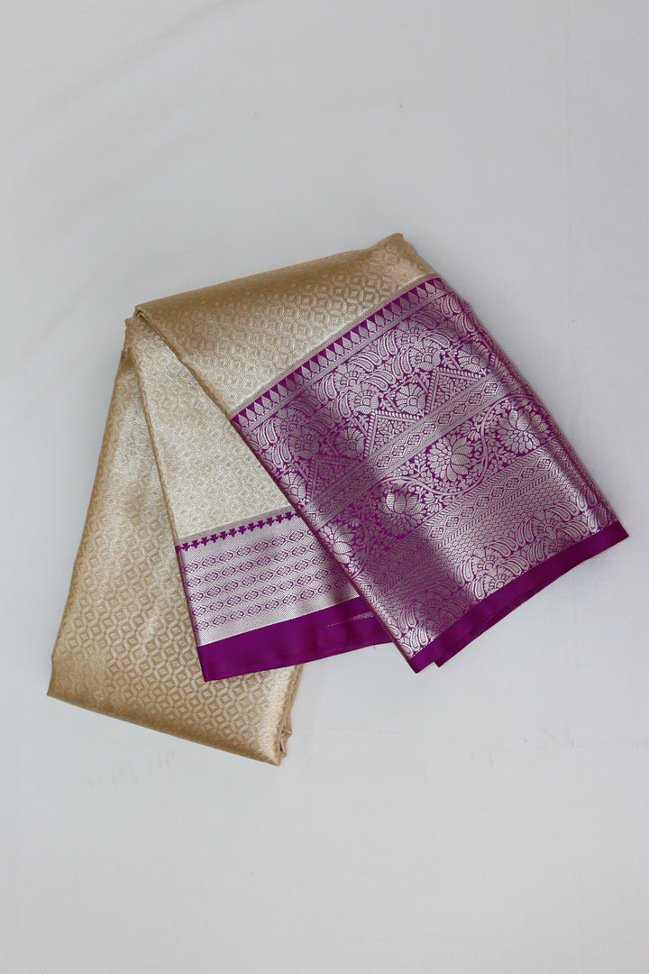 Traditional Pastel Cream  Kanjipuram Saree