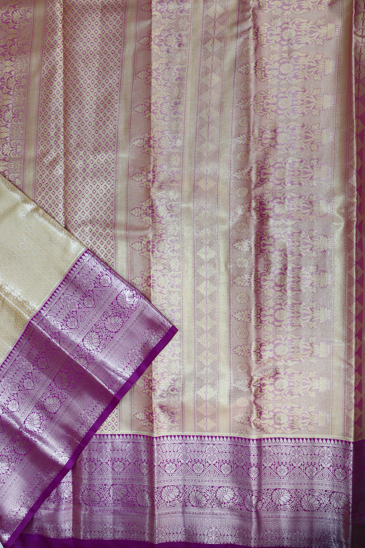 Traditional Pastel Cream  Kanjipuram Saree