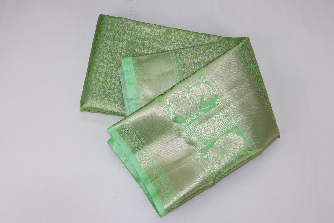 Timeless Green Pastel Kanjipuram Saree