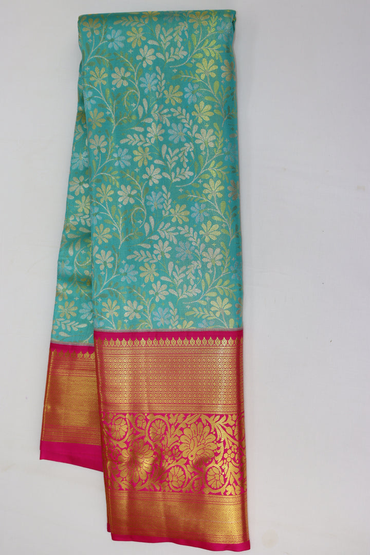 Timeless Blue Pastel Kanjipuram Saree