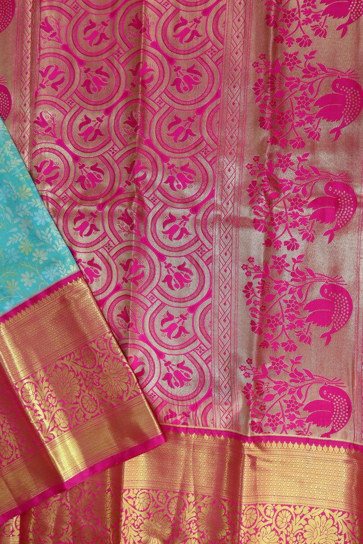 Timeless Blue Pastel Kanjipuram Saree