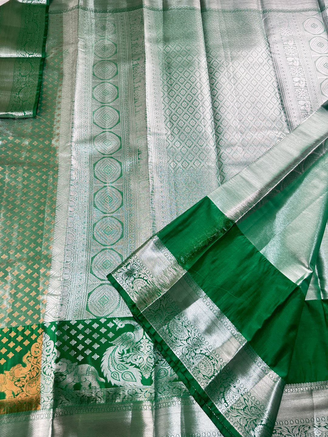 Trendy Green Kanjipuram Silk Saree